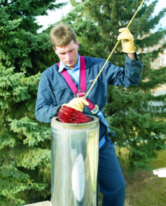 Chimney being Cleaned